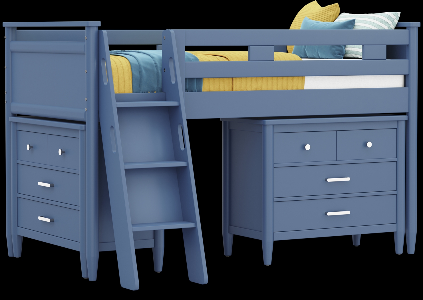 Kids Modern Colors Slate Blue Twin Loft with Loft Chests - Thumbnail - Image 1