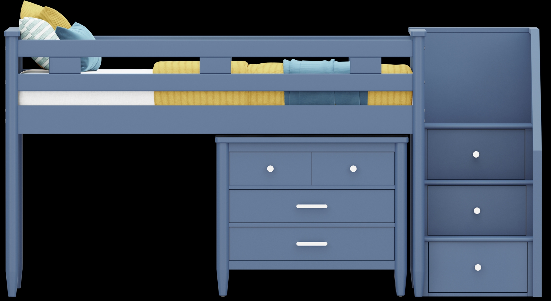 Kids Modern Colors Slate Blue Twin Step Loft with Loft Chest - Thumbnail - Image 3