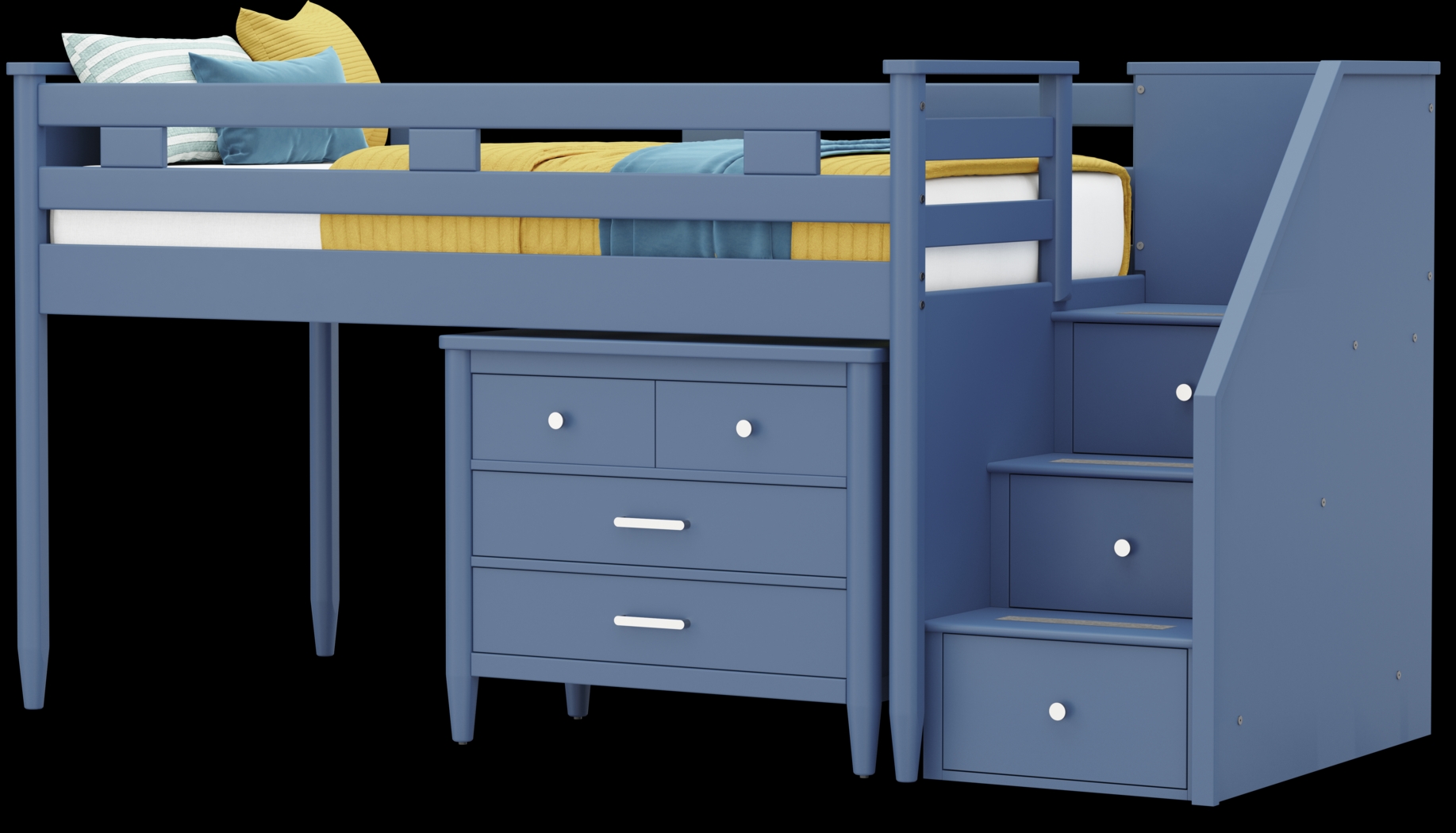Kids Modern Colors Slate Blue Twin Step Loft with Loft Chest - Thumbnail - Image 4