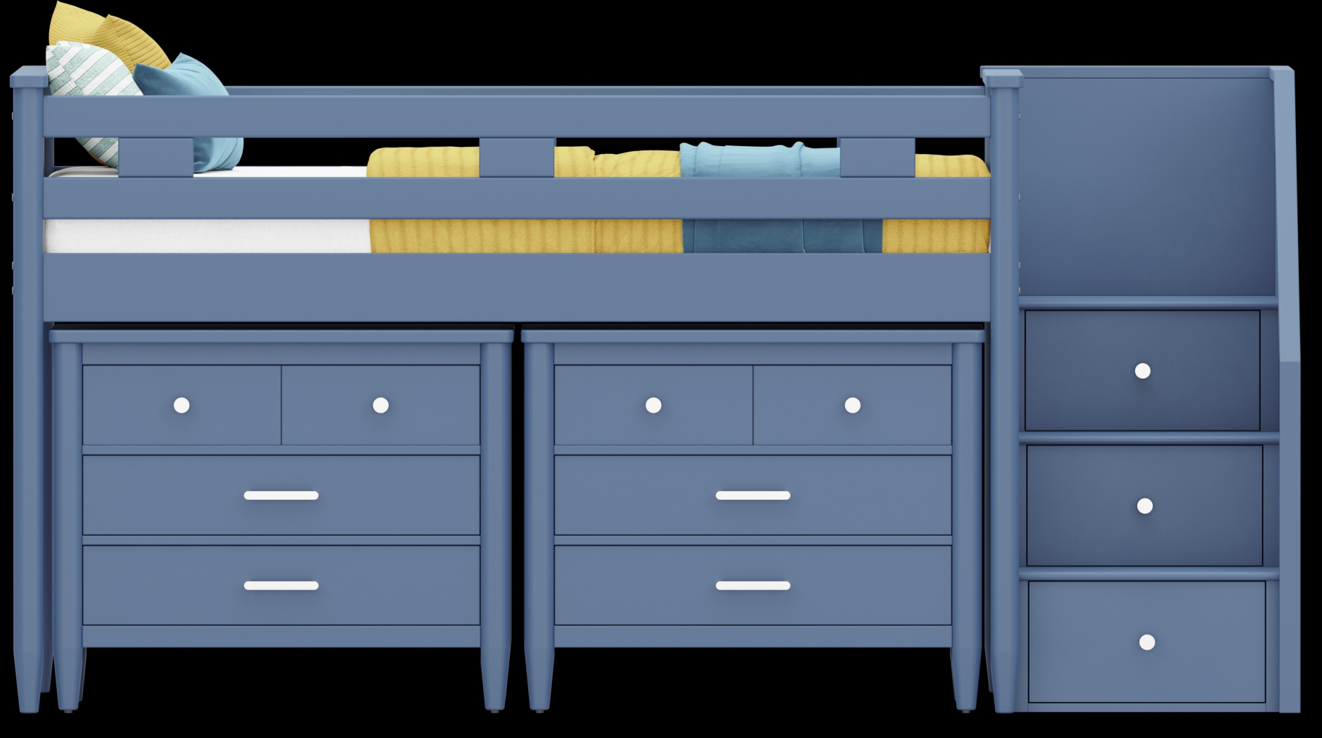 Kids Modern Colors Slate Blue Twin Step Loft with Loft Chests - Thumbnail - Image 2