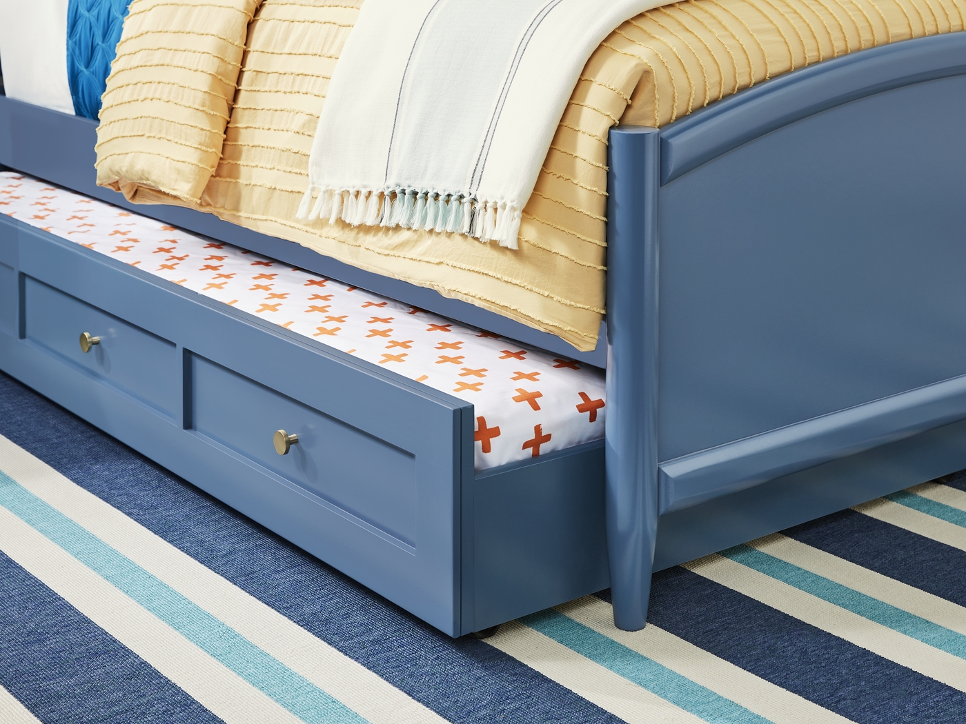 Kids Modern Colors Slate Blue Twin Storage Trundle - Thumbnail - Image 4