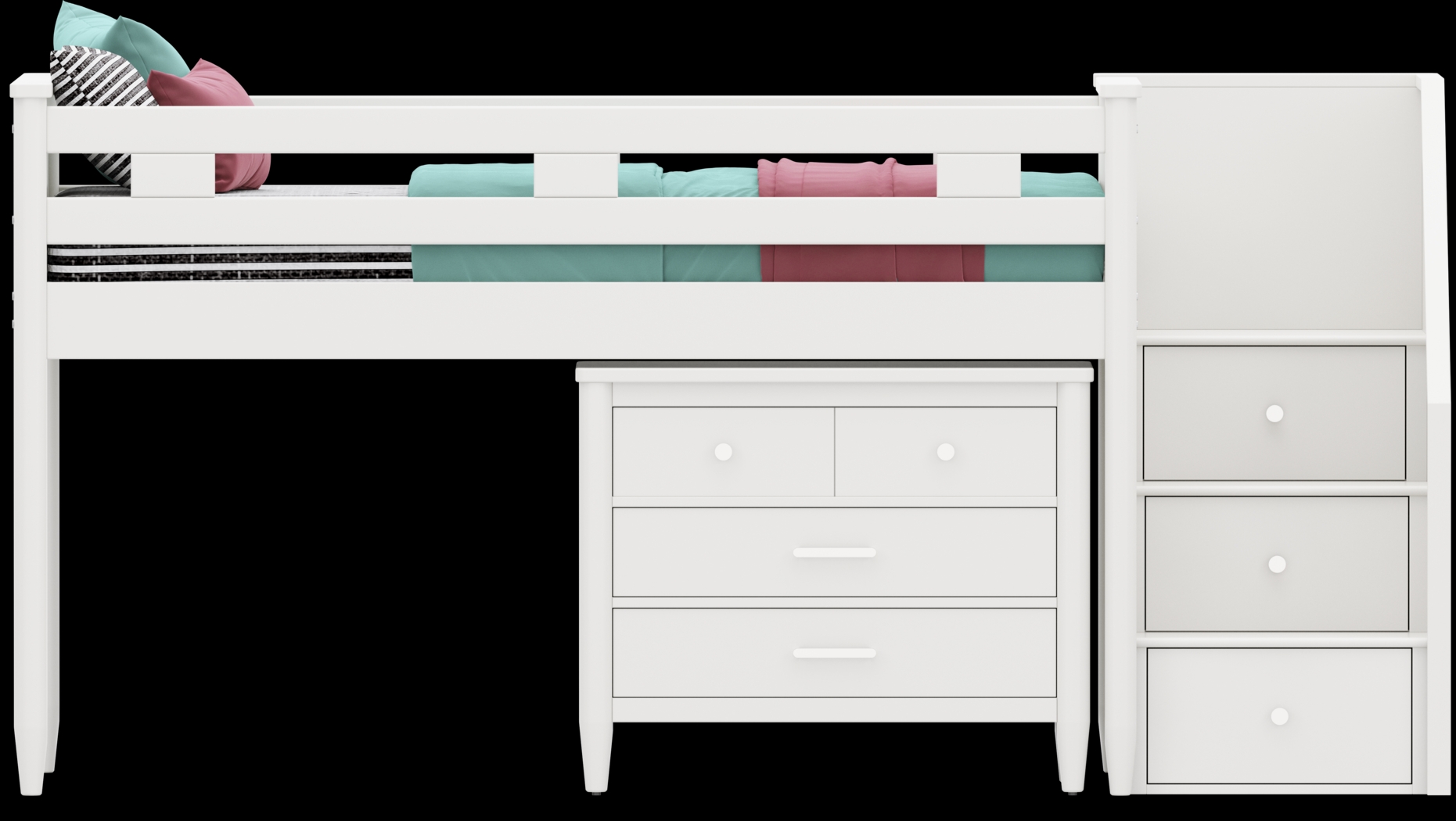 Kids Modern Colors White Twin Step Loft with Loft Chest - Thumbnail - Image 3