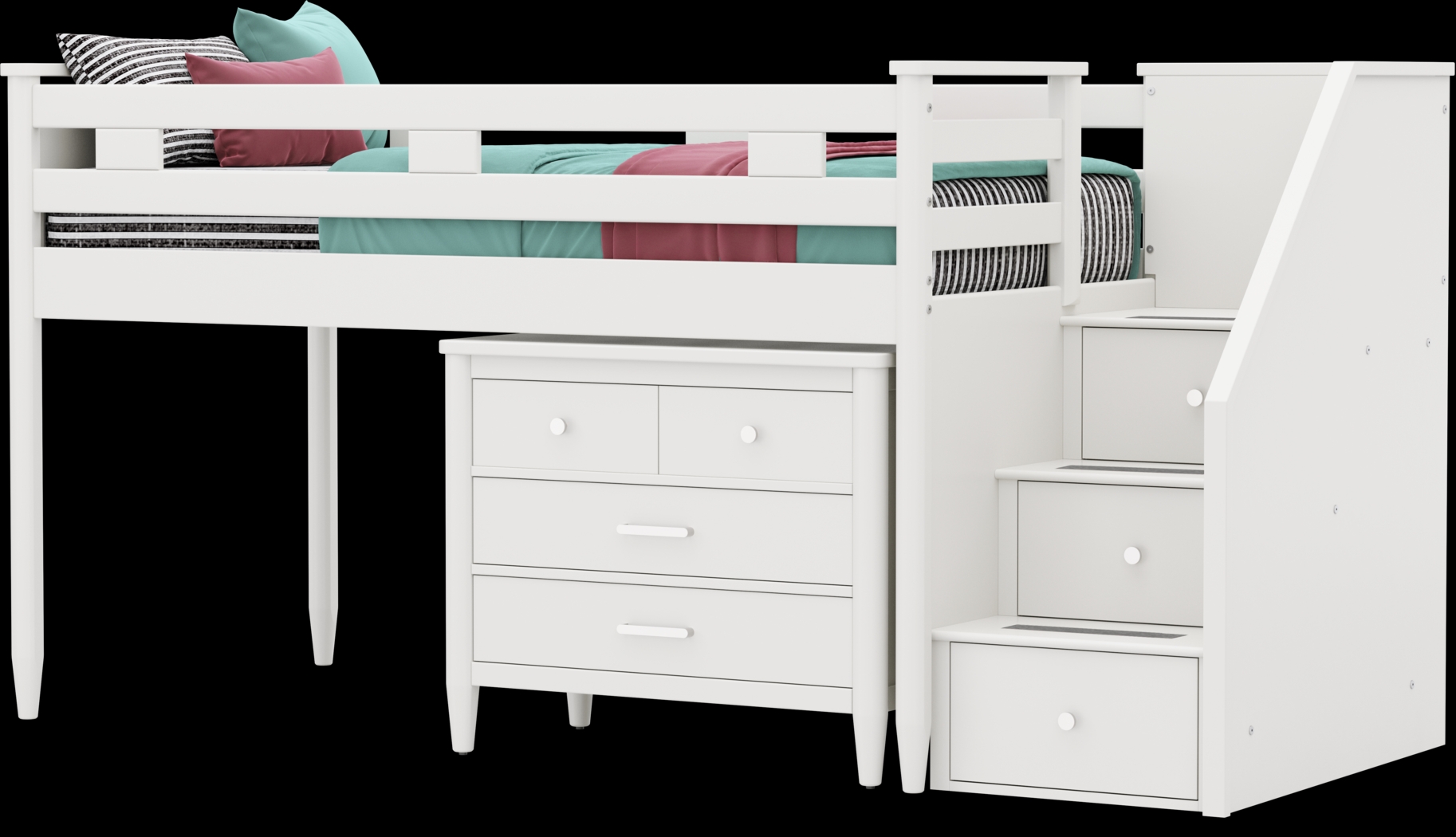 Kids Modern Colors White Twin Step Loft with Loft Chest - Thumbnail - Image 4