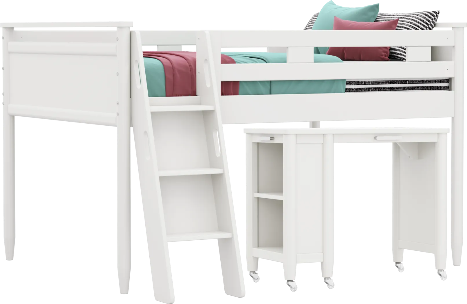 Kids Modern Colors White Full Loft with Desk - Thumbnail - Image 1