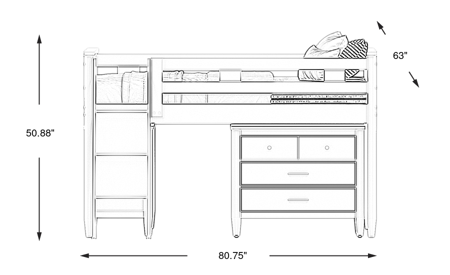 Dimension Image. Please refer to the Dimension Tab on this page for dimension details.