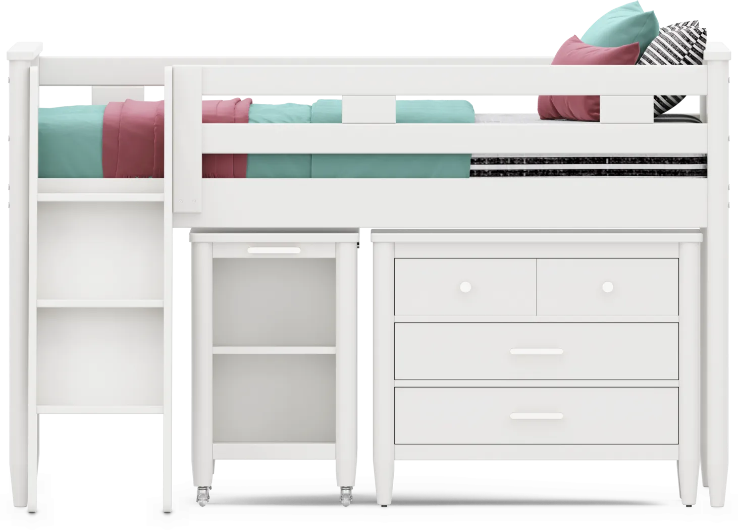 Kids Modern Colors White Full Loft with Loft Chest and Desk - Thumbnail - Image 2
