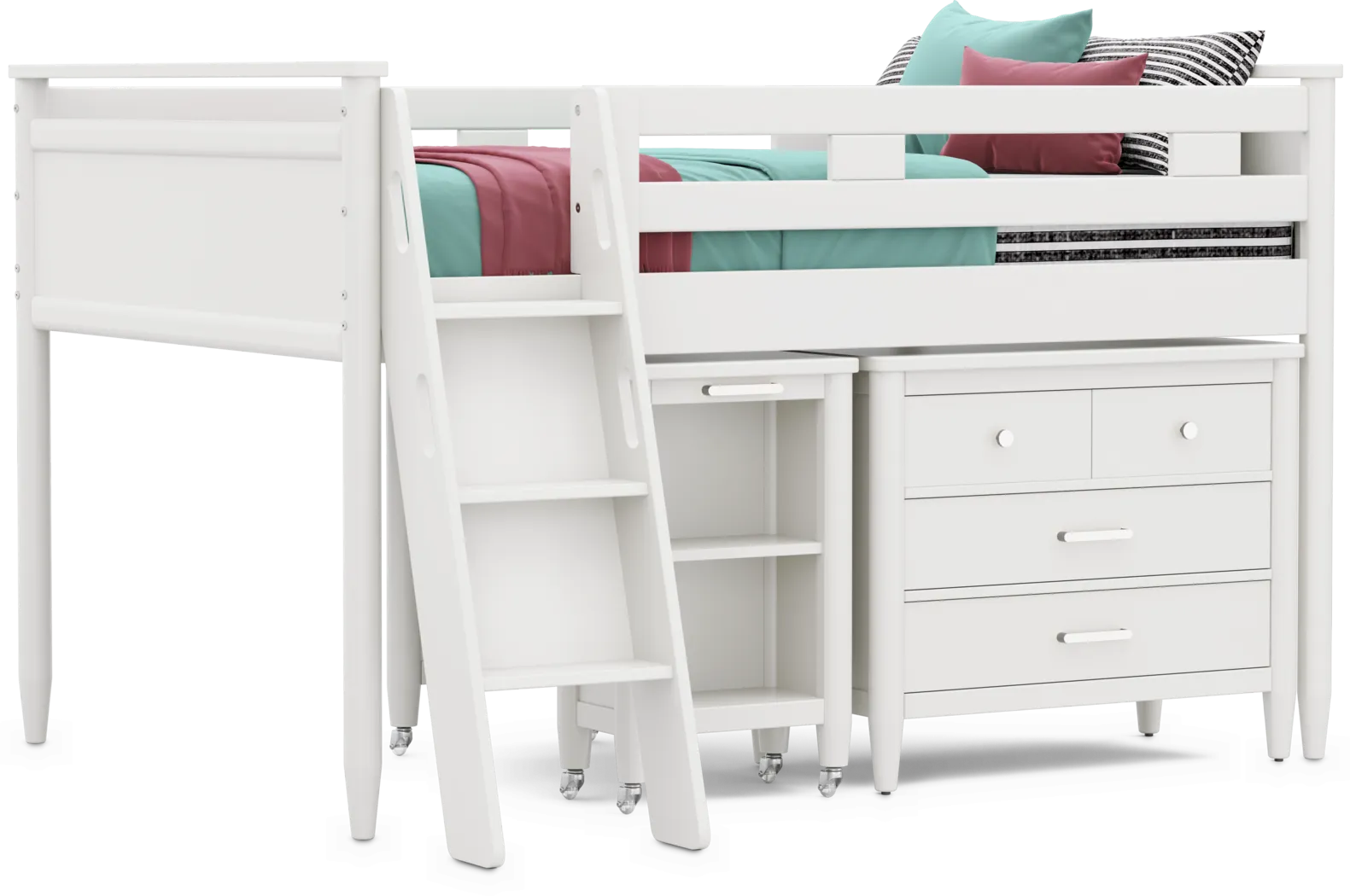 Kids Modern Colors White Full Loft with Loft Chest and Desk - Thumbnail - Image 1