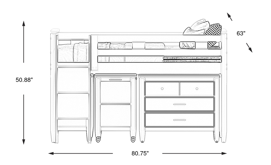 Dimension Image. Please refer to the Dimension Tab on this page for dimension details.