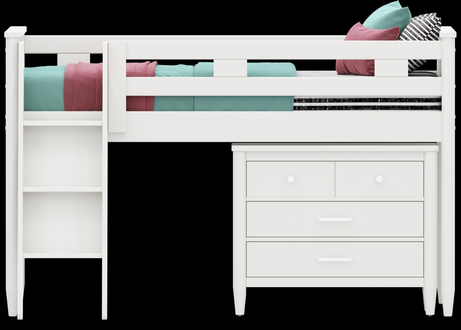 Kids Modern Colors White Full Loft with Loft Chest - Thumbnail - Image 3