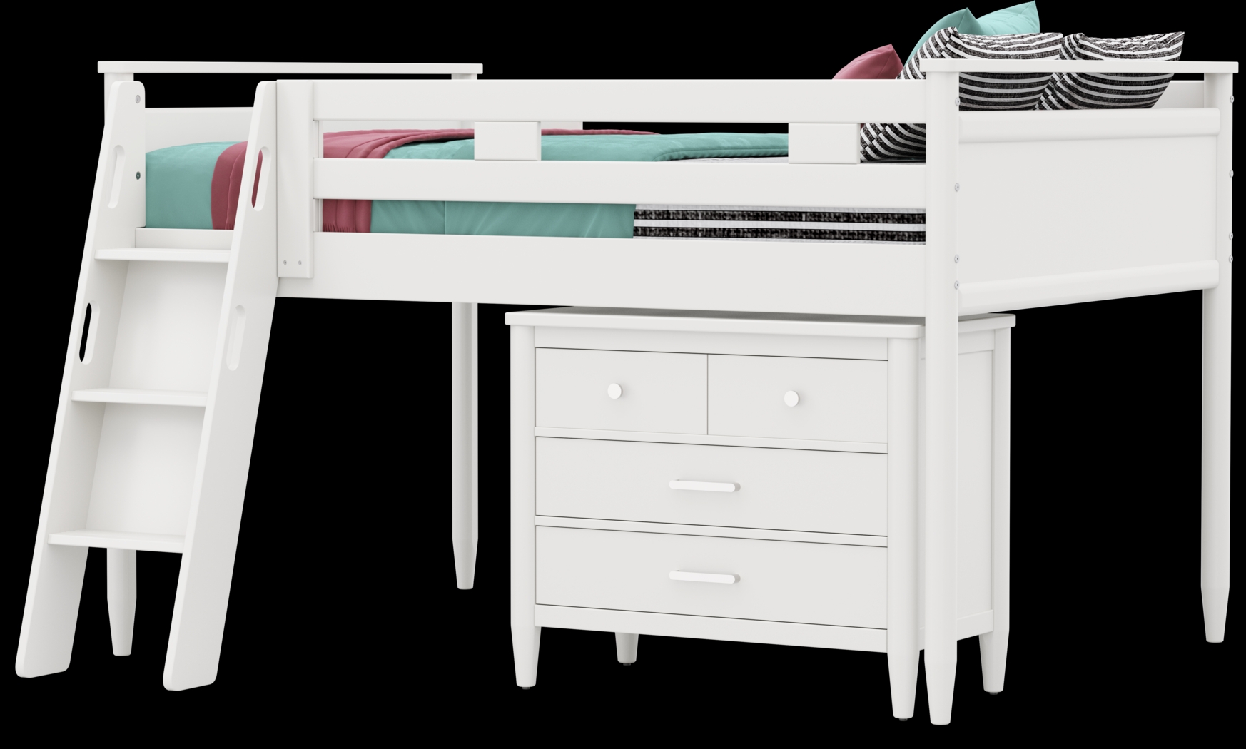 Kids Modern Colors White Full Loft with Loft Chest - Thumbnail - Image 4