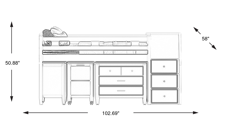 Dimension Image. Please refer to the Dimension Tab on this page for dimension details.
