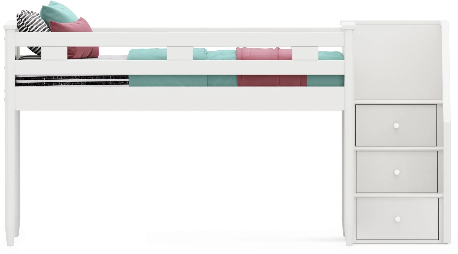 Kids Modern Colors White Full Step Loft - Thumbnail - Image 2