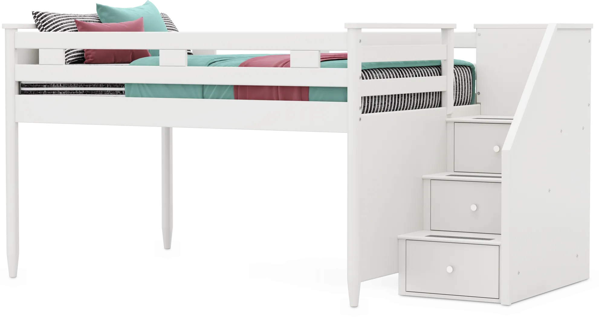 Kids Modern Colors White Full Step Loft - Thumbnail - Image 3