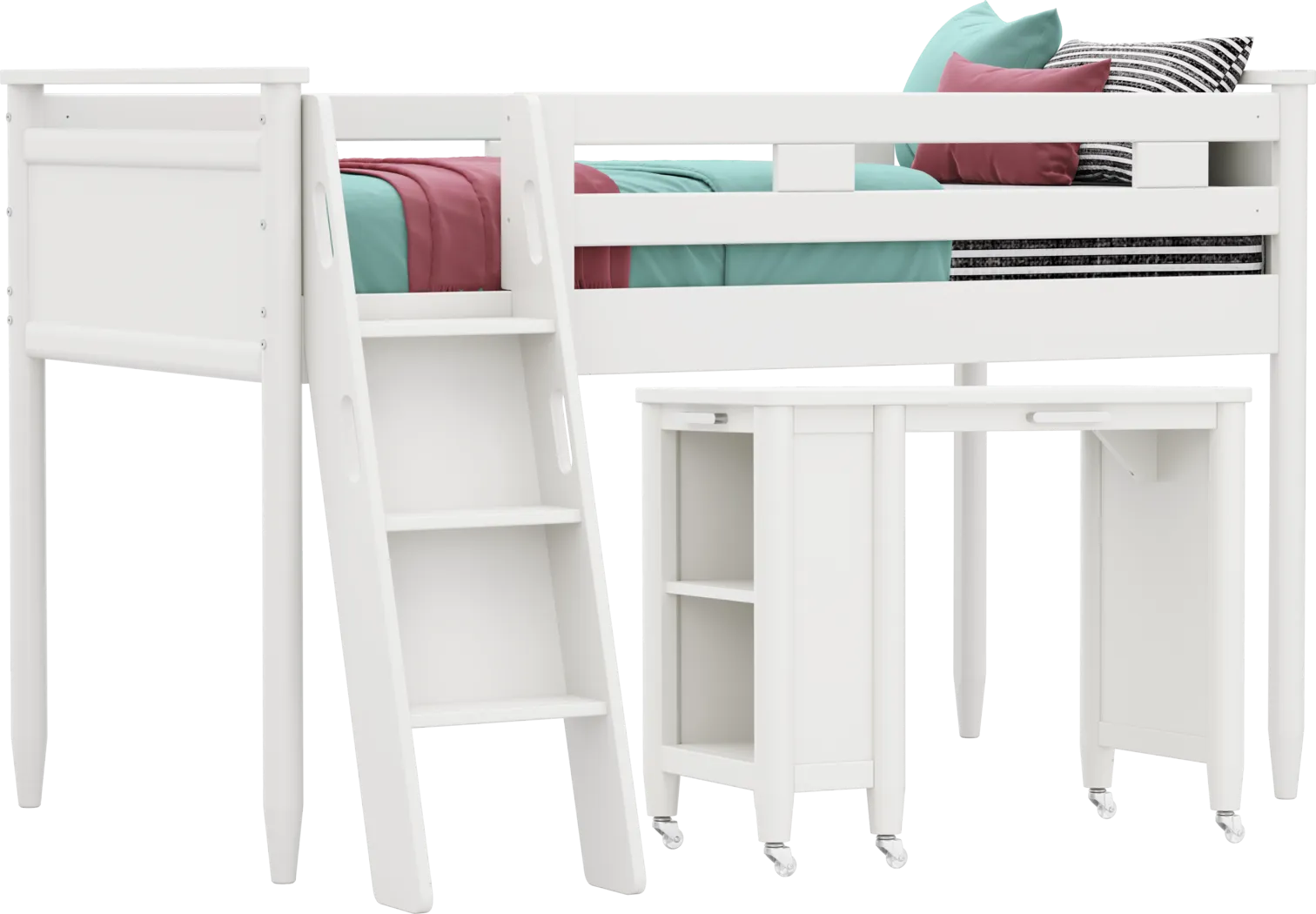 Kids Modern Colors White Twin Loft with Desk - Thumbnail - Image 1