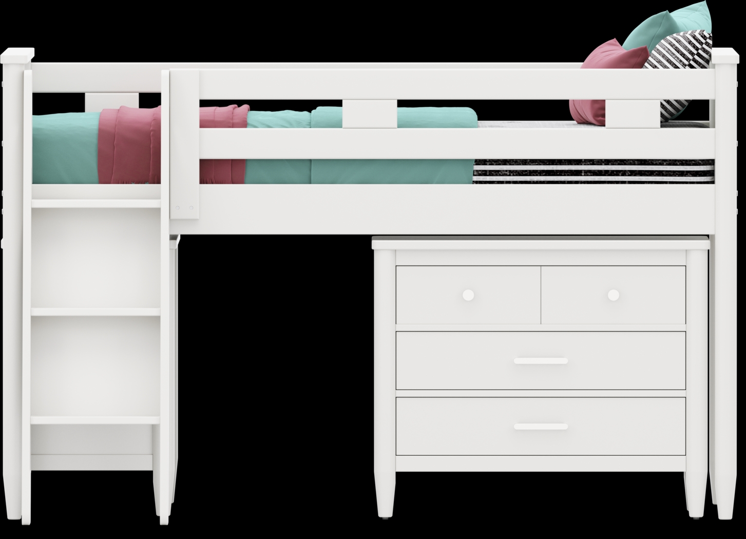 Kids Modern Colors White Twin Loft with Loft Chest and Bookcase - Thumbnail - Image 2