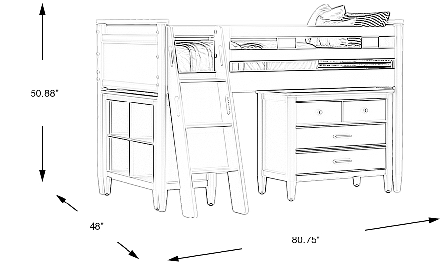 Dimension Image. Please refer to the Dimension Tab on this page for dimension details.