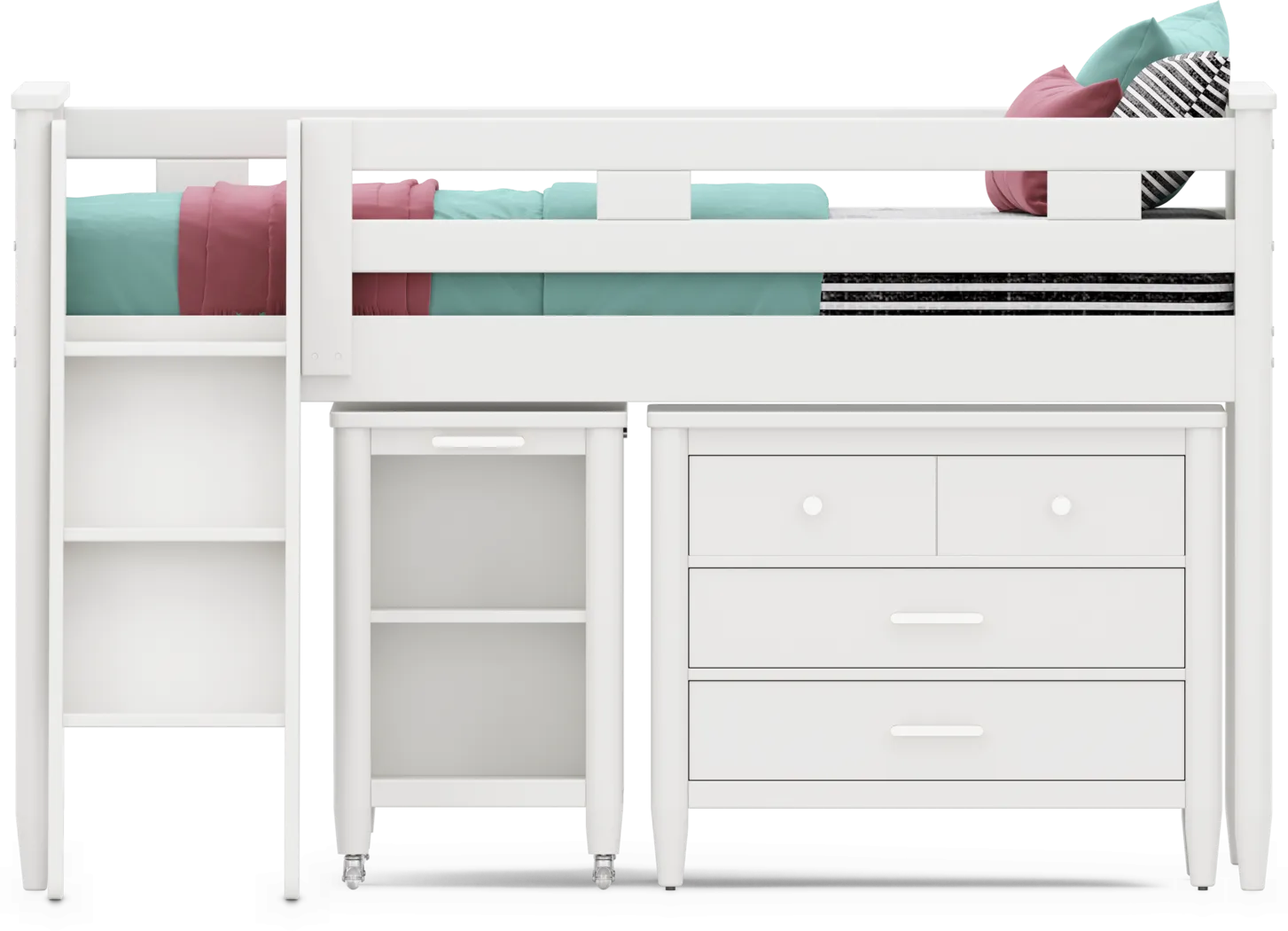 Kids Modern Colors White Twin Loft with Loft Chest and Desk - Thumbnail - Image 2