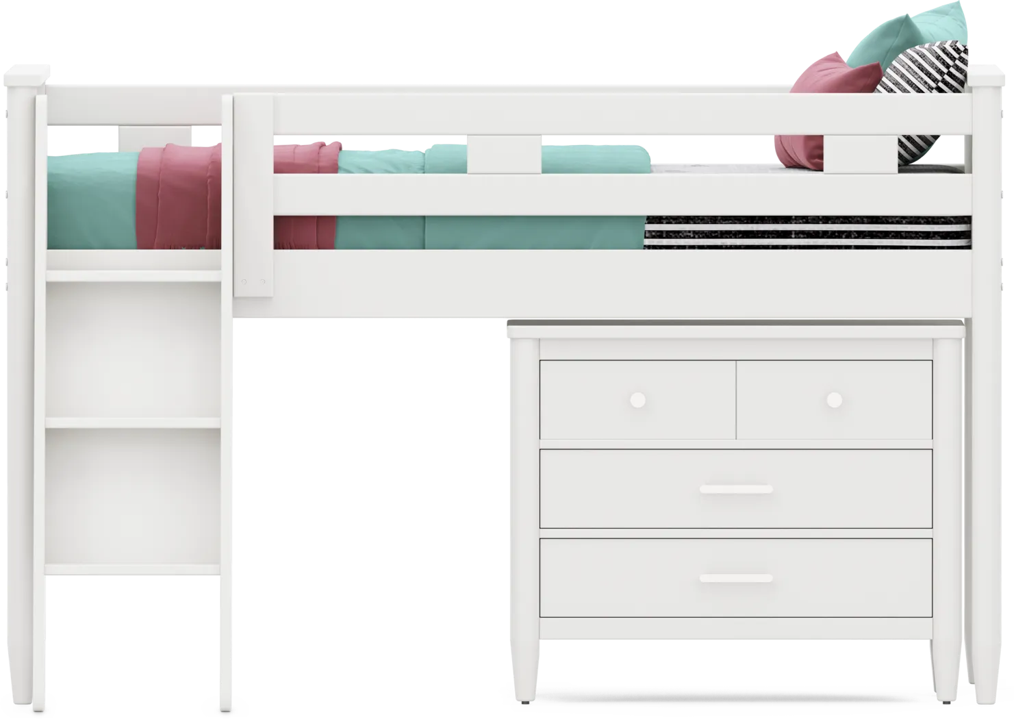 Kids Modern Colors White Twin Loft with Loft Chest - Thumbnail - Image 3
