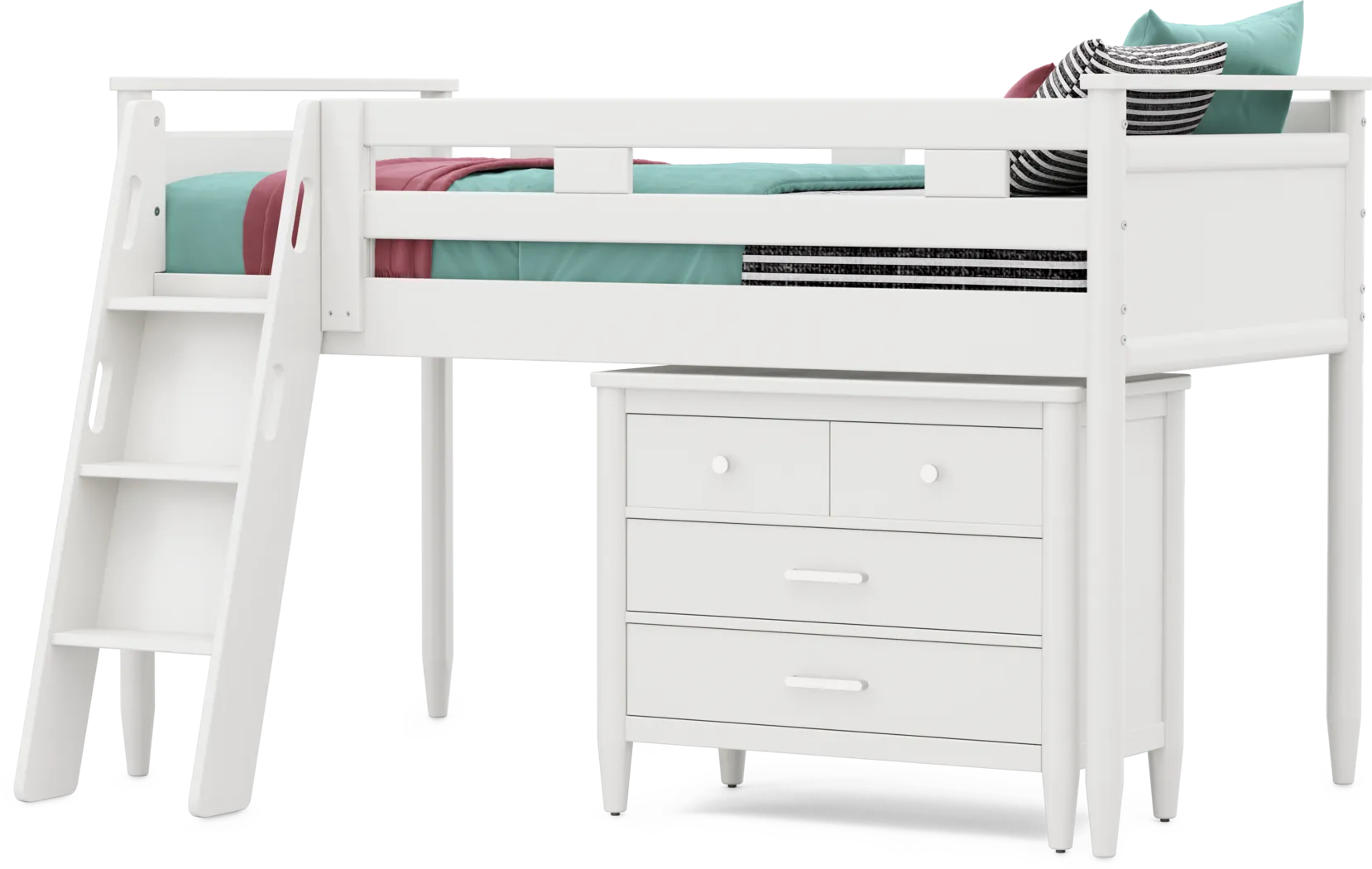 Kids Modern Colors White Twin Loft with Loft Chest - Thumbnail - Image 4