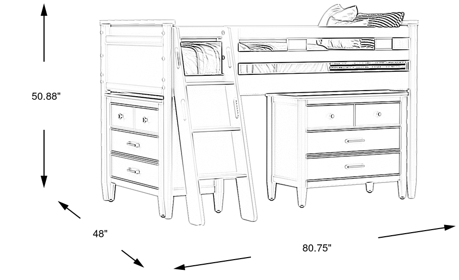 Dimension Image. Please refer to the Dimension Tab on this page for dimension details.