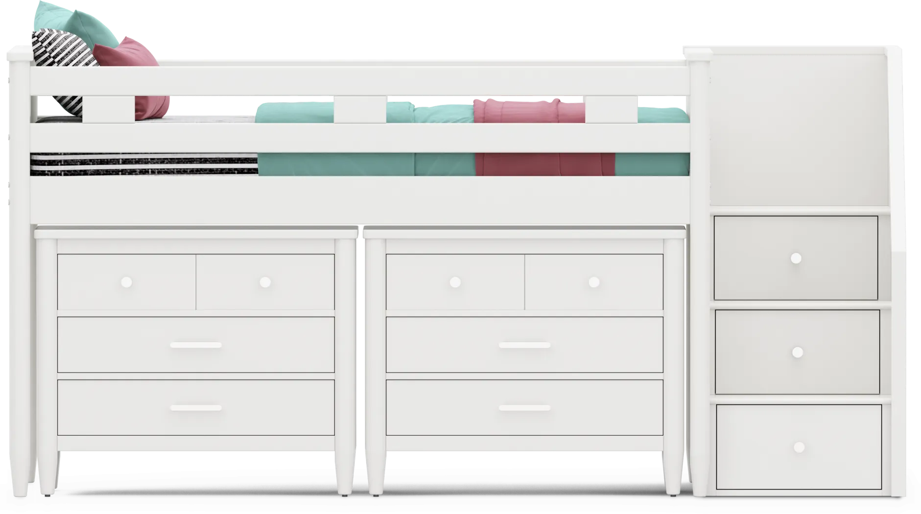 Kids Modern Colors White Twin Step Loft with Loft Chests - Thumbnail - Image 3