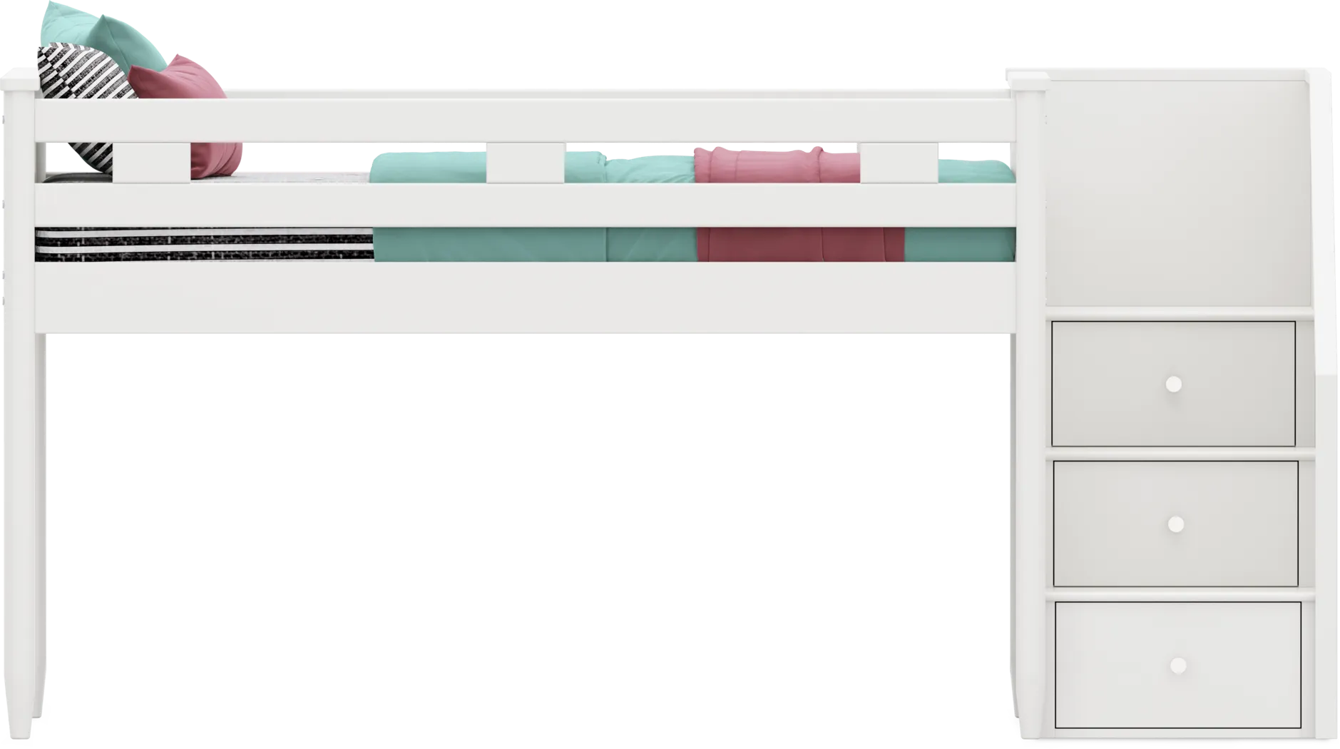 Kids Modern Colors White Twin Step Loft - Thumbnail - Image 2