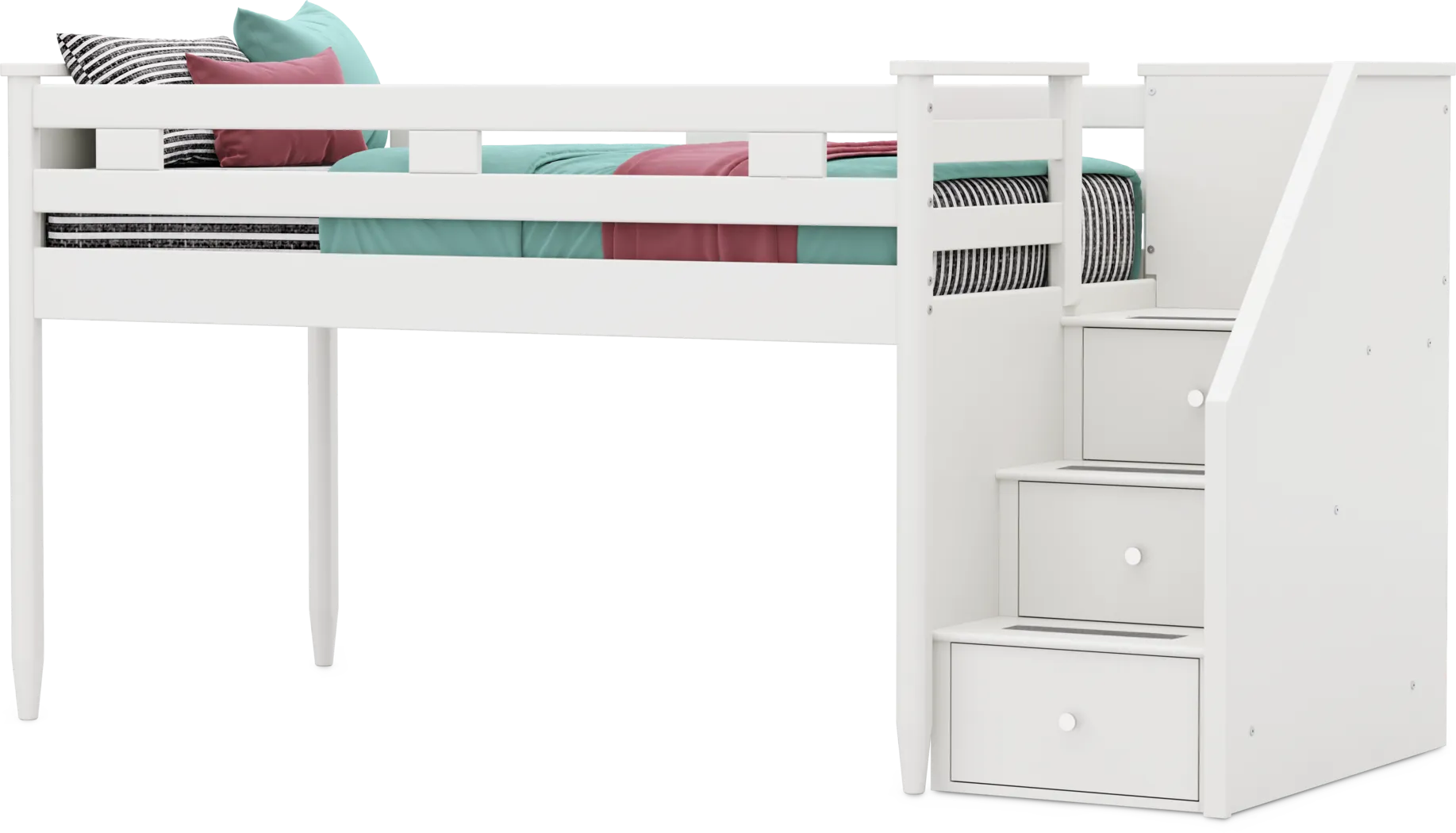 Kids Modern Colors White Twin Step Loft - Thumbnail - Image 3
