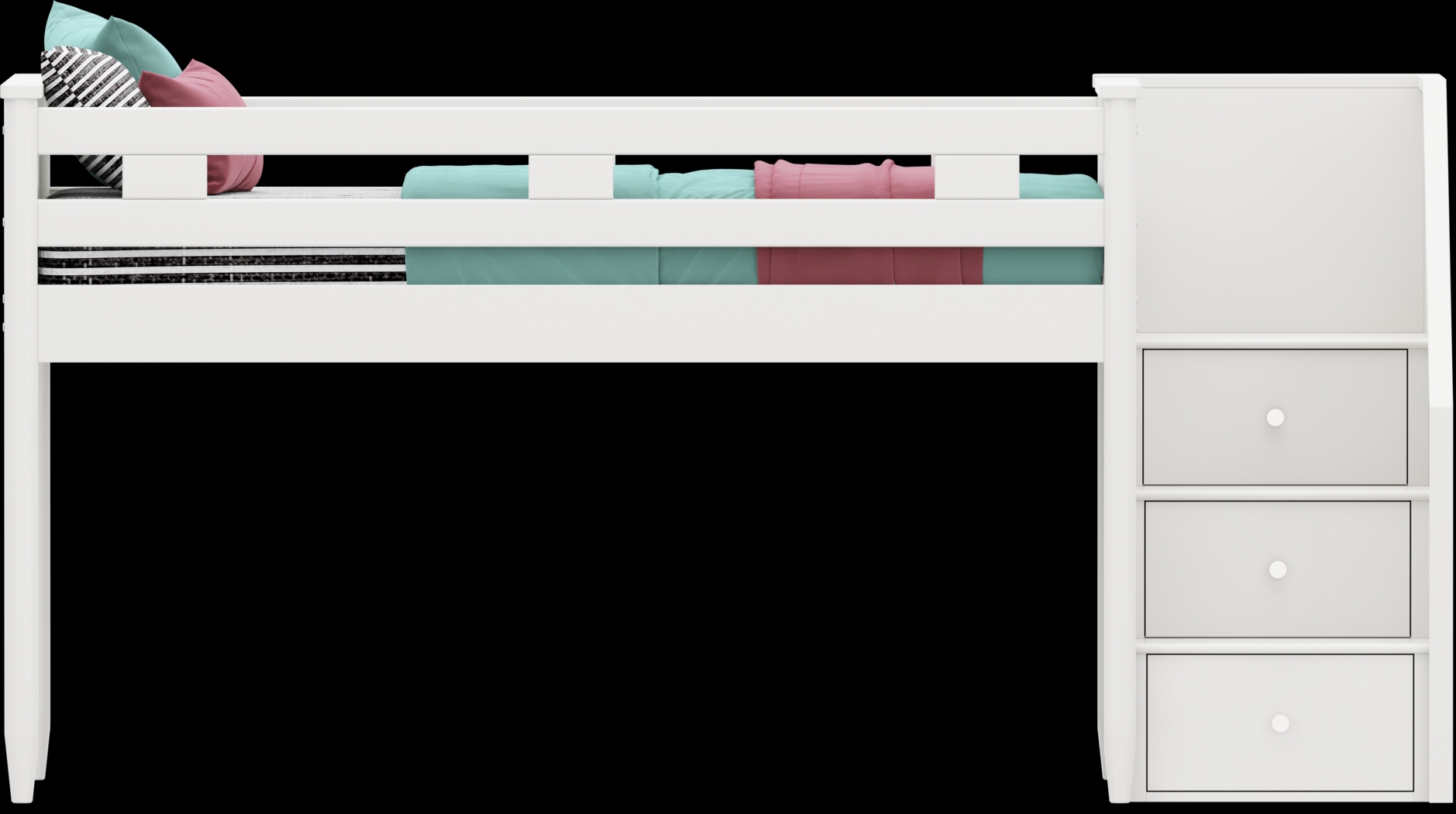 Kids Modern Colors White Twin Step Loft - Thumbnail - Image 2