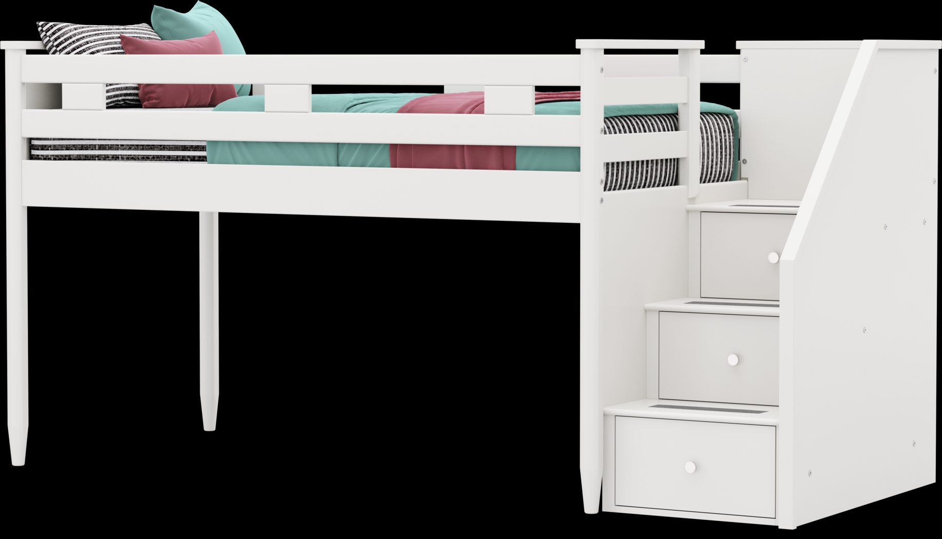 Kids Modern Colors White Twin Step Loft - Thumbnail - Image 3