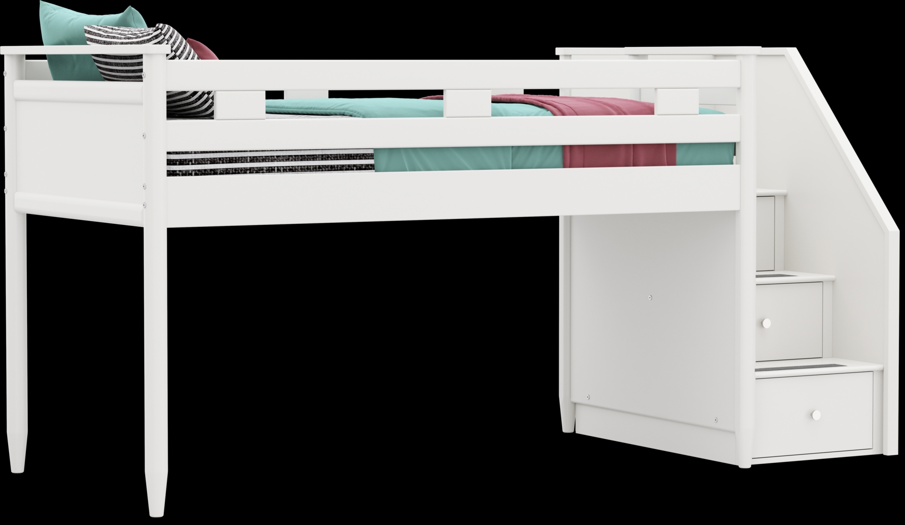 Kids Modern Colors White Twin Step Loft - Thumbnail - Image 1