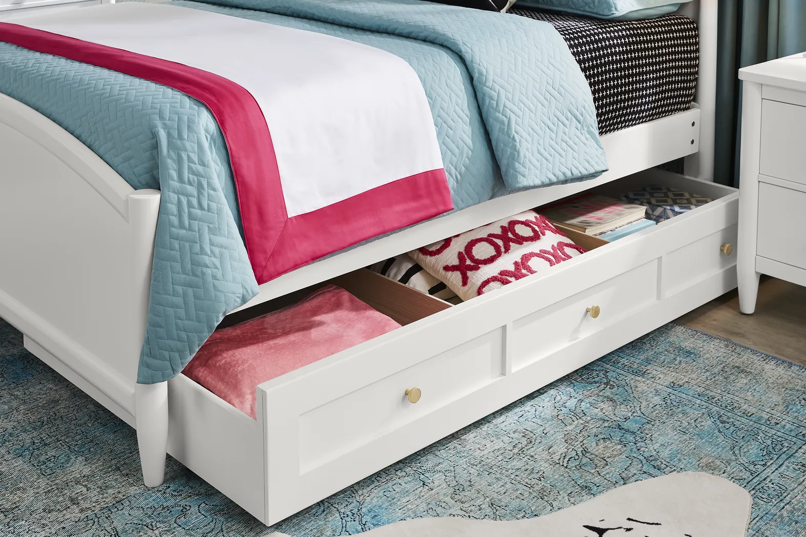 Kids Modern Colors White Twin Storage Trundle - Thumbnail - Image 2