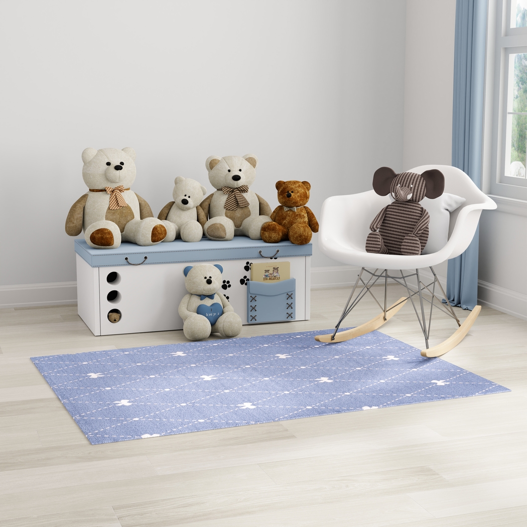 Kids Modest Bow Blue 4' x 6' Rug - Thumbnail - Image 2