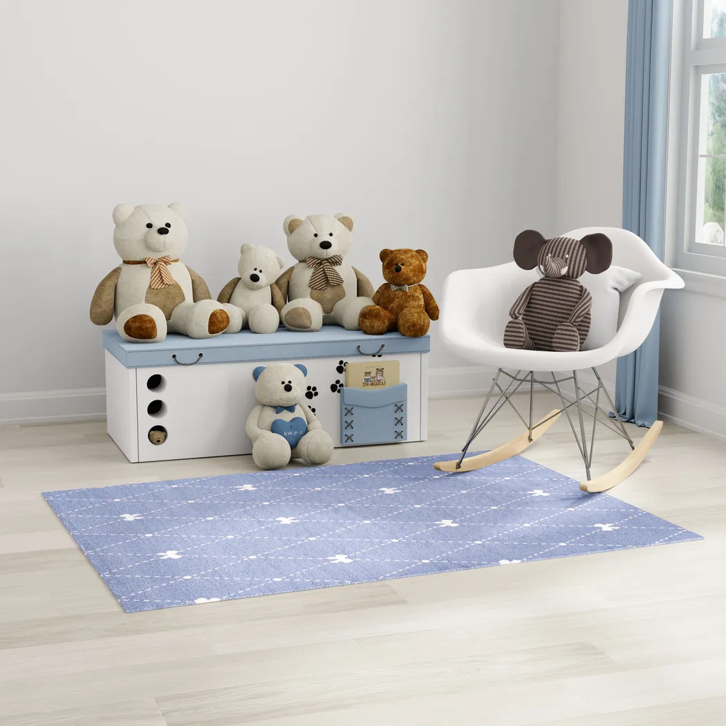 Kids Modest Bow Blue 5' x 7' Rug - Thumbnail - Image 2