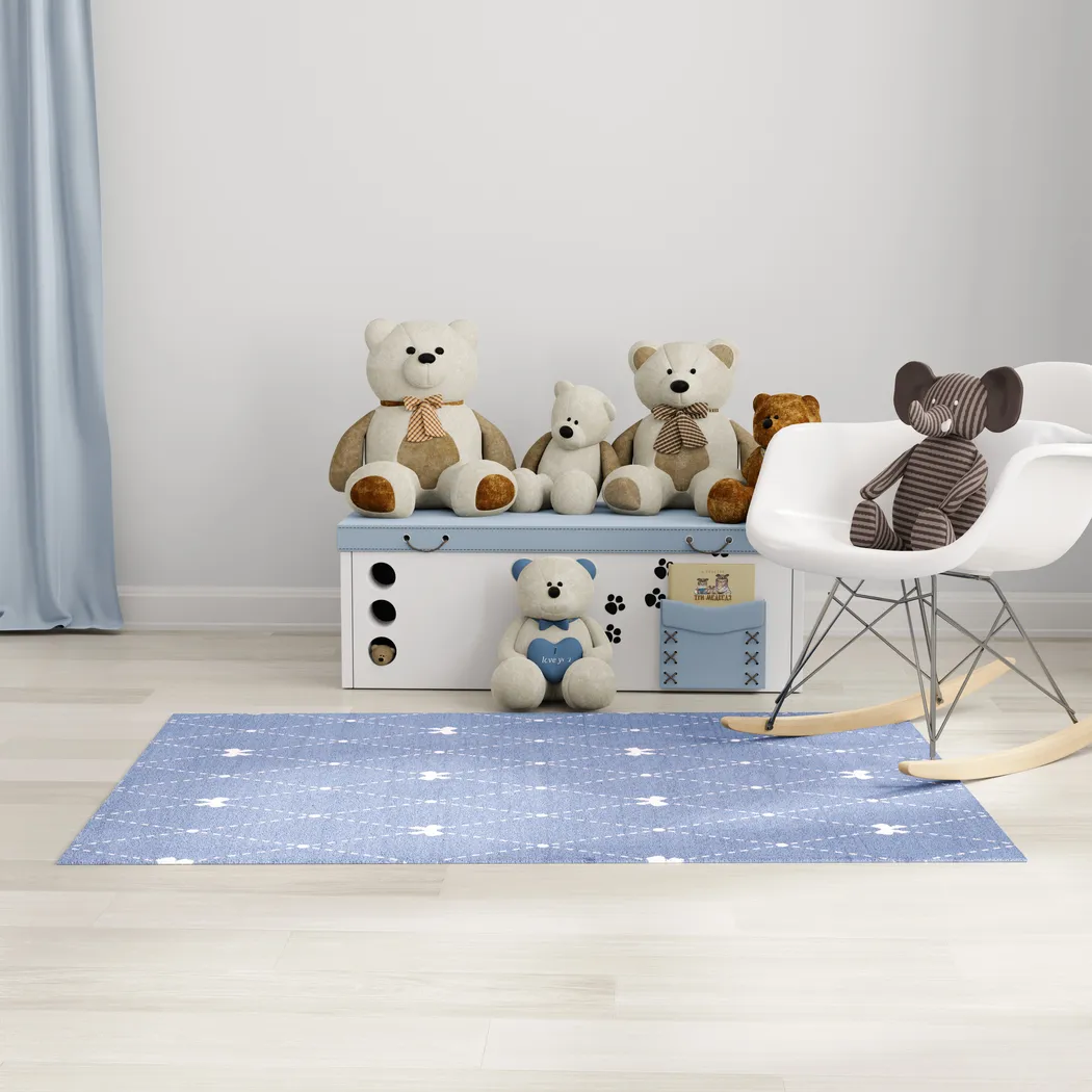 Kids Modest Bow Blue 5' x 7' Rug - Thumbnail - Image 3