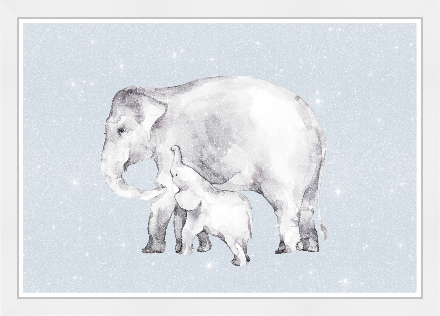 Kids Mommy and Me Elephant Blue Wall Art - Thumbnail - Image 1