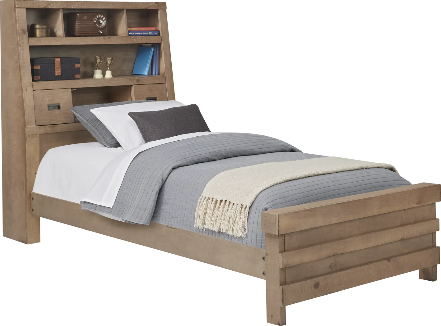 Kids Montana 2.0 Driftwood 3 Pc Twin Bookcase Bed - Thumbnail - Image 1