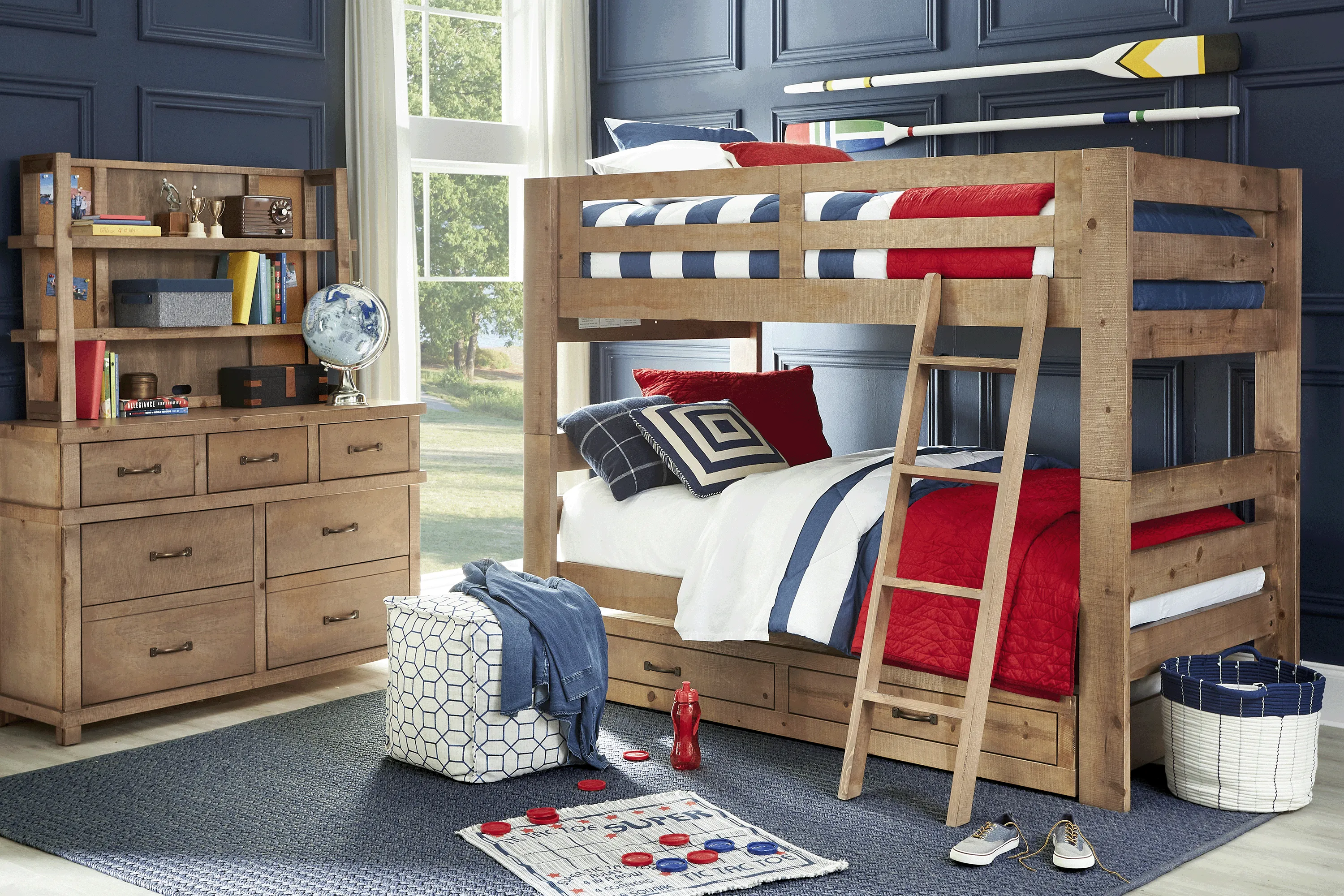 Kids Montana 2.0 Driftwood Twin/Twin Bunk Bed with Twin Storage Trundle - Thumbnail - Image 1