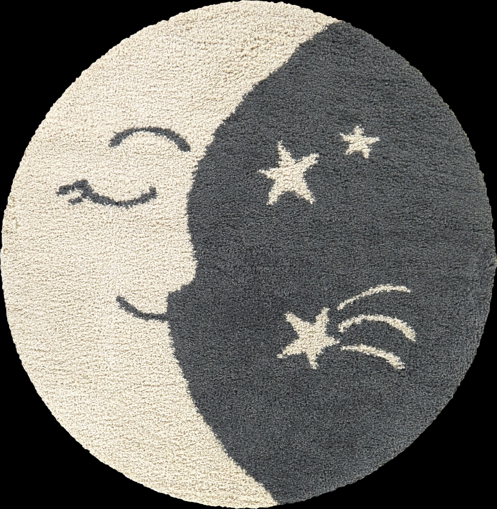 Kids Moongrove Cream 5'3 Round Rug - Thumbnail - Image 1