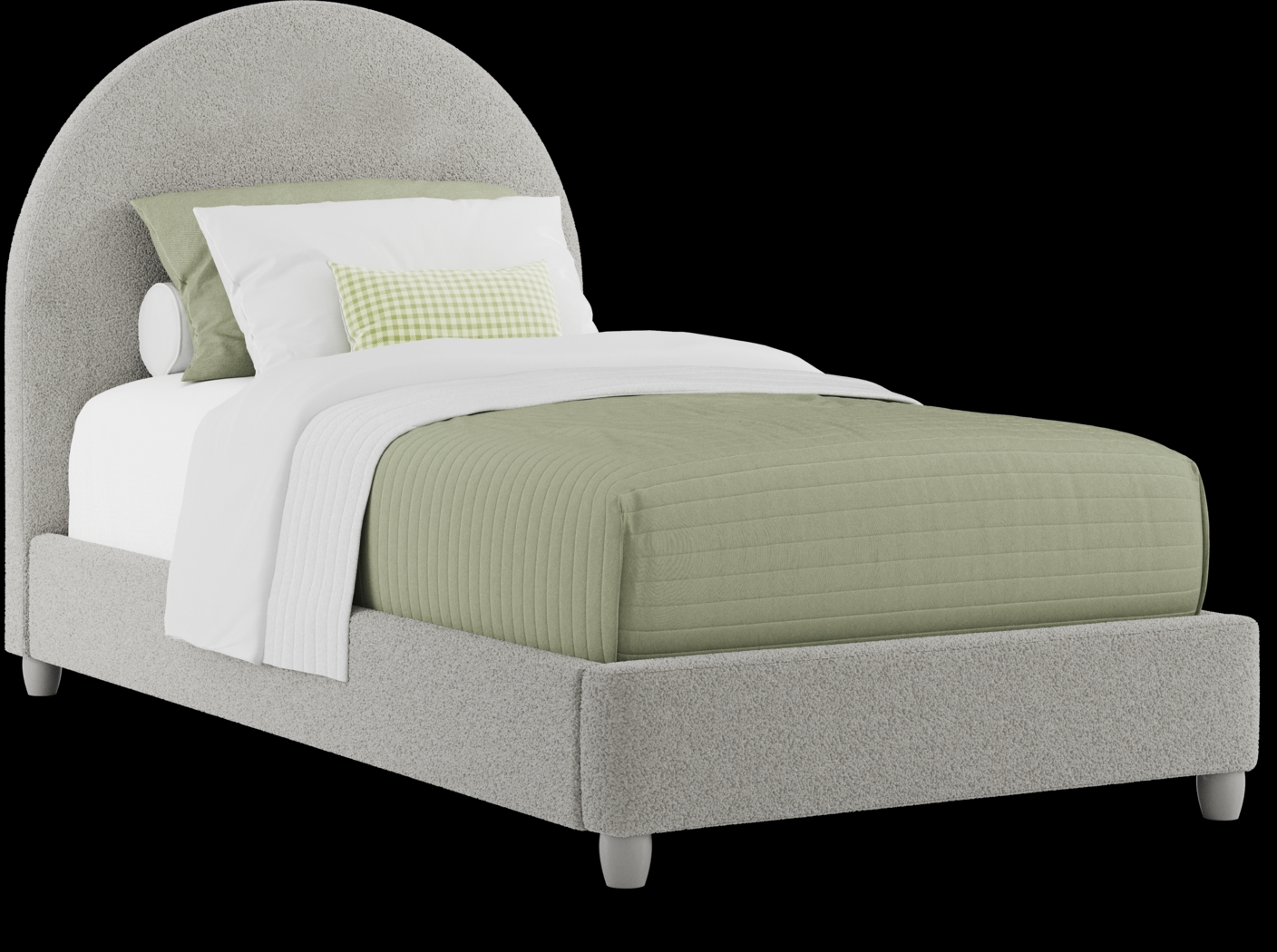 Kids Moonstone Gray Twin Upholstered Bed - Thumbnail - Image 1