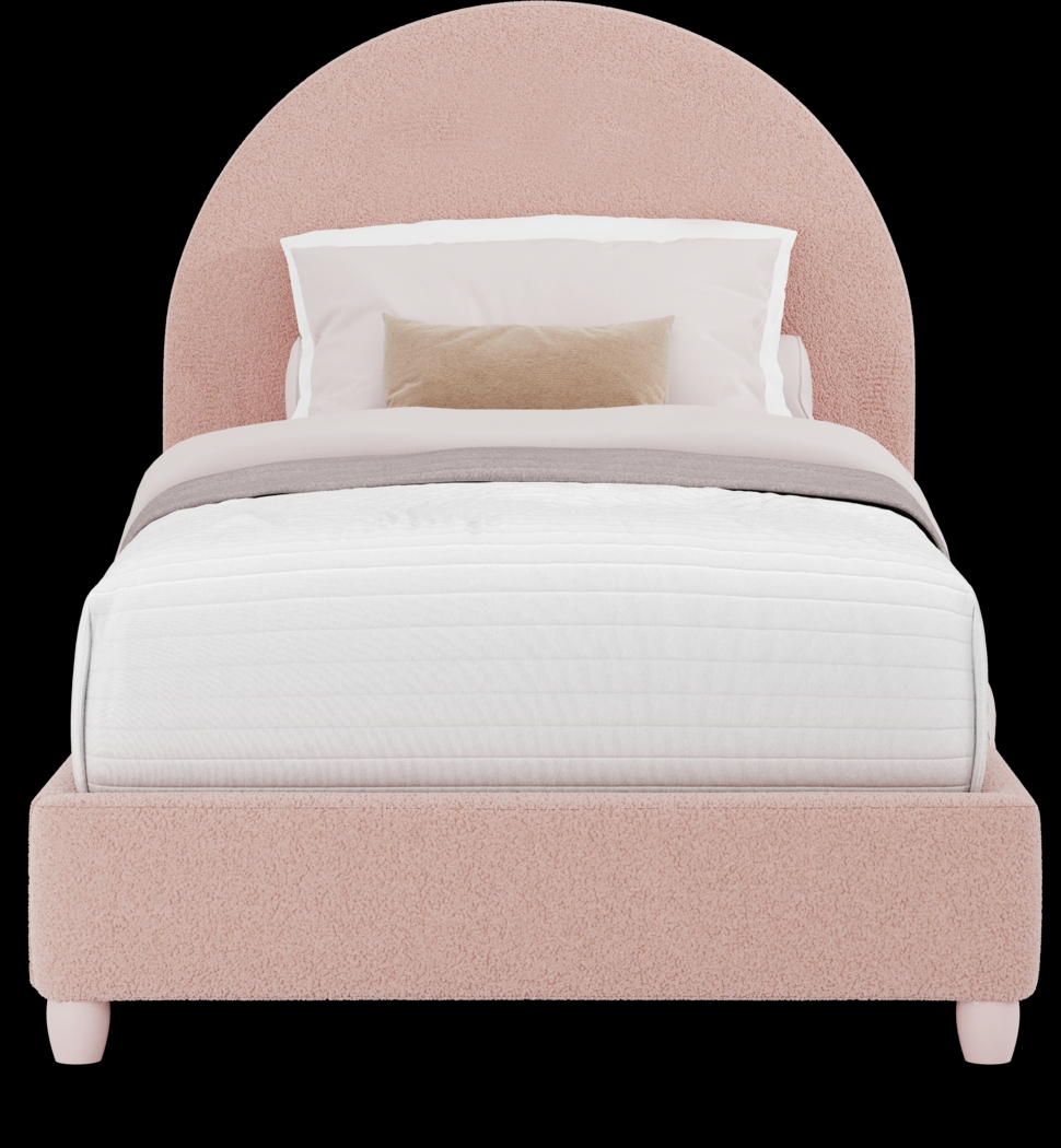 Kids Vivien Wirebrush Gray Bedroom with Moonstone Pink Twin Upholstered Bed - Thumbnail - Image 3