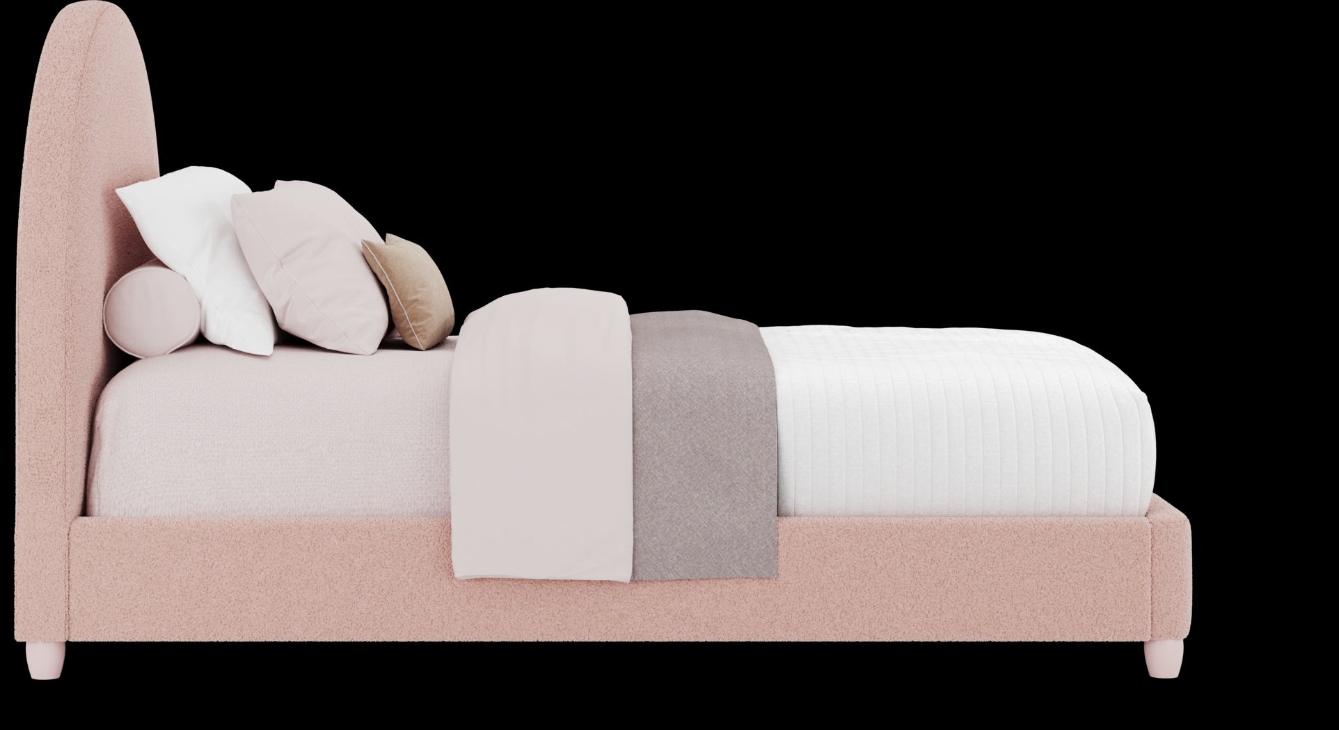 Kids Vivien Wirebrush Gray Bedroom with Moonstone Pink Twin Upholstered Bed - Thumbnail - Image 4