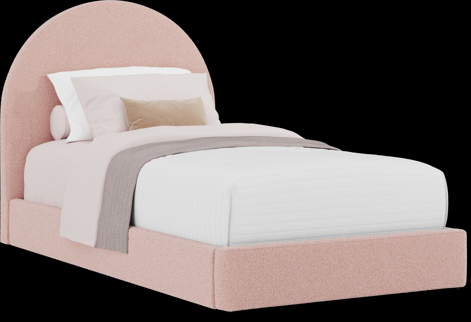 Kids Vivien Wirebrush Gray Bedroom with Moonstone Pink Twin Upholstered Bed - Thumbnail - Image 5