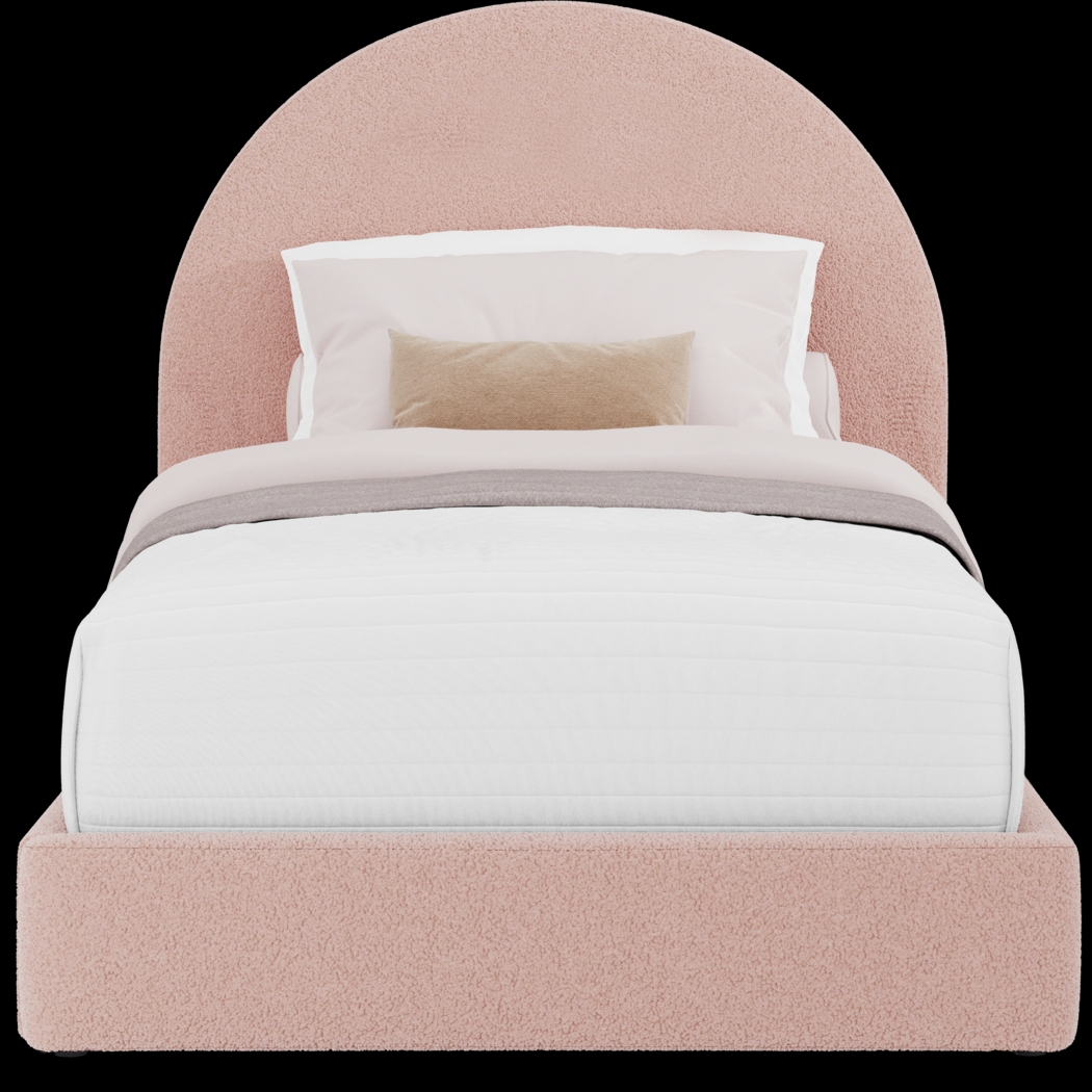 Kids Vivien Wirebrush Gray Bedroom with Moonstone Pink Twin Upholstered Bed - Thumbnail - Image 6