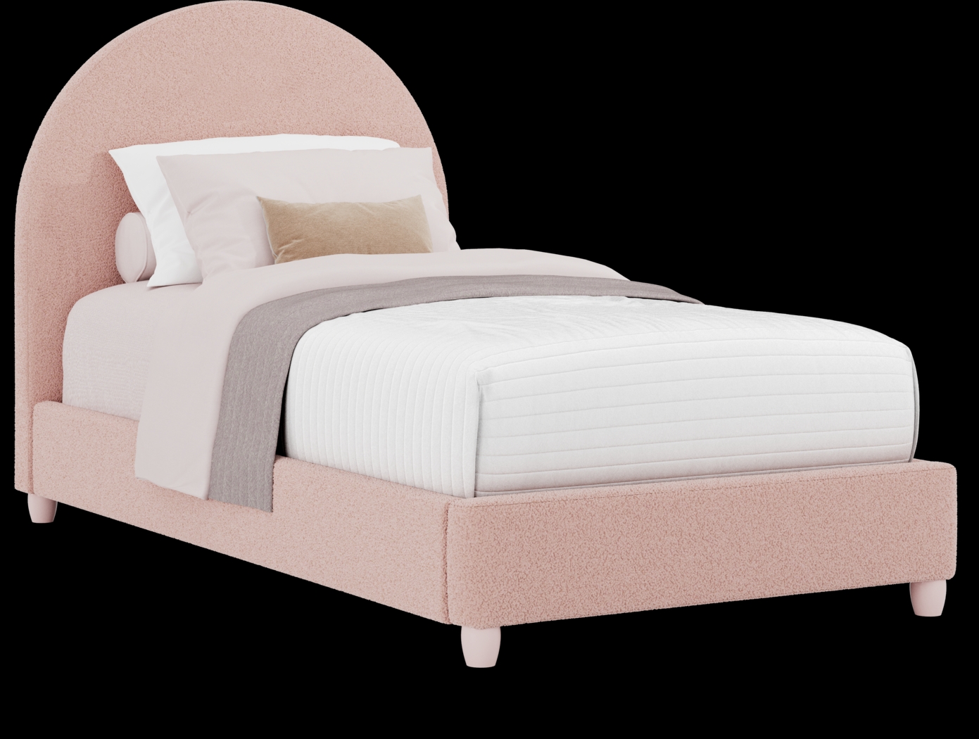Kids Vivien Wirebrush Gray Bedroom with Moonstone Pink Twin Upholstered Bed - Thumbnail - Image 2