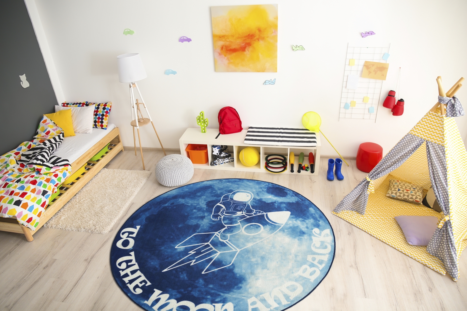 Kids Moonstruck Explorer Blue 5' Round Rug - Thumbnail - Image 2