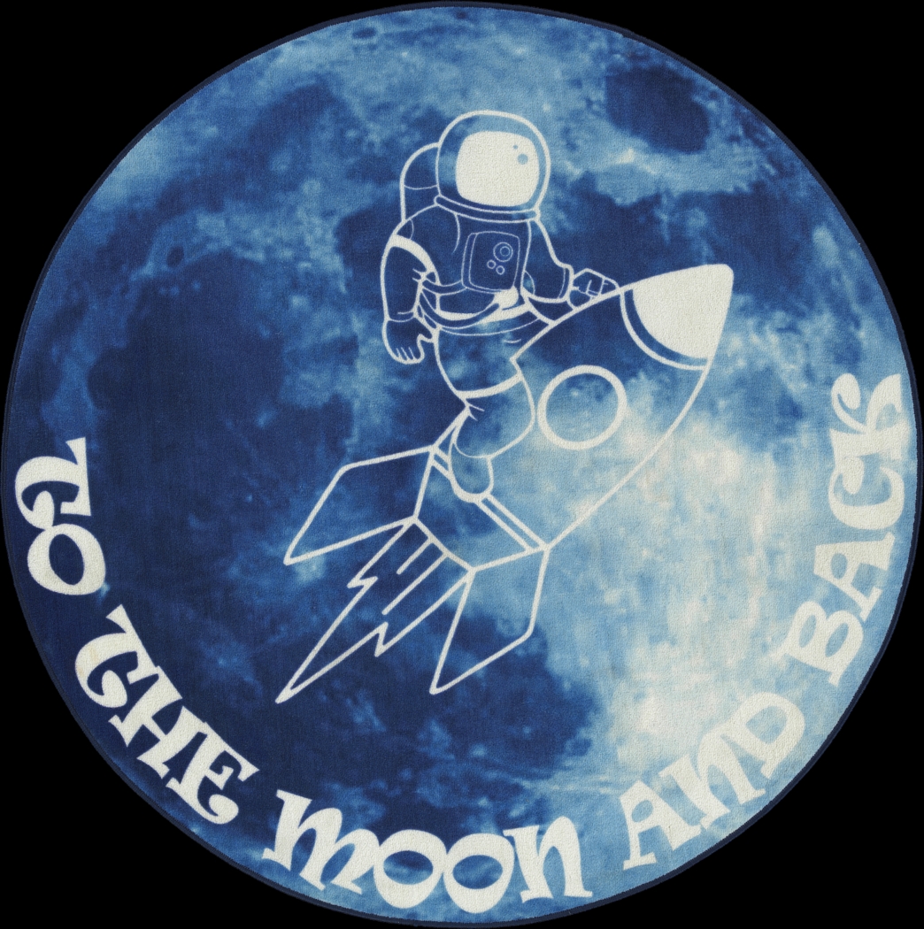 Kids Moonstruck Explorer Blue 5' Round Rug - Thumbnail - Image 1