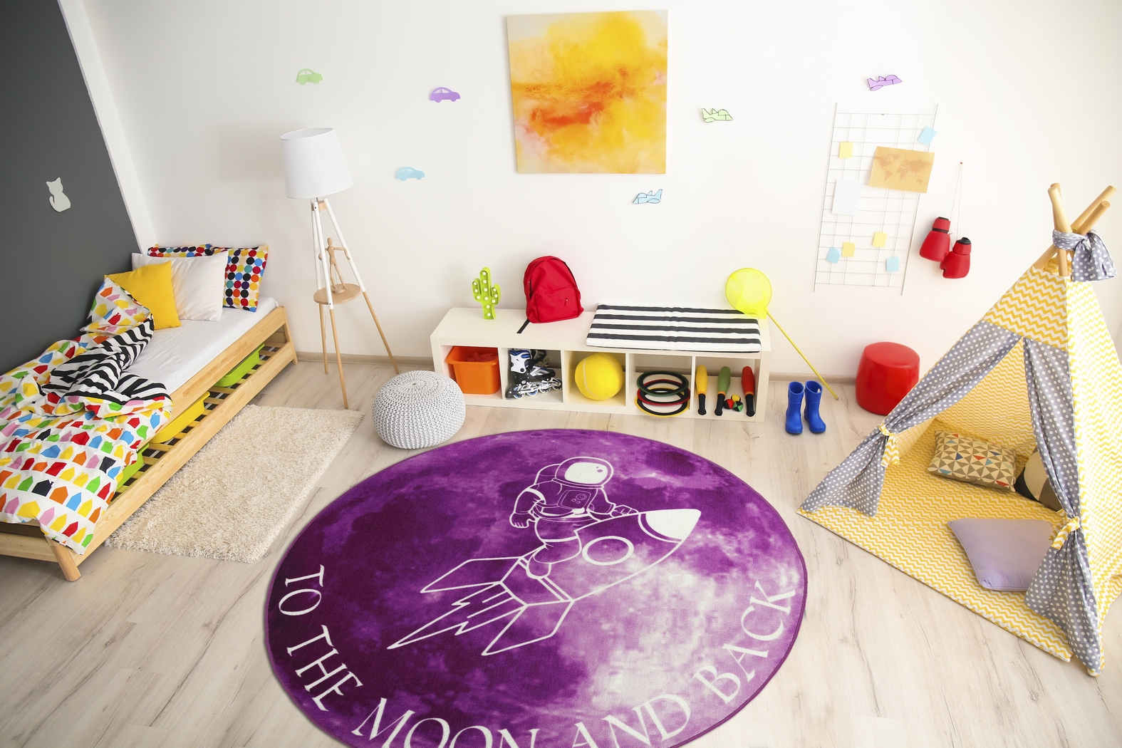 Kids Moonstruck Explorer Pink 5' Round Rug - Thumbnail - Image 2