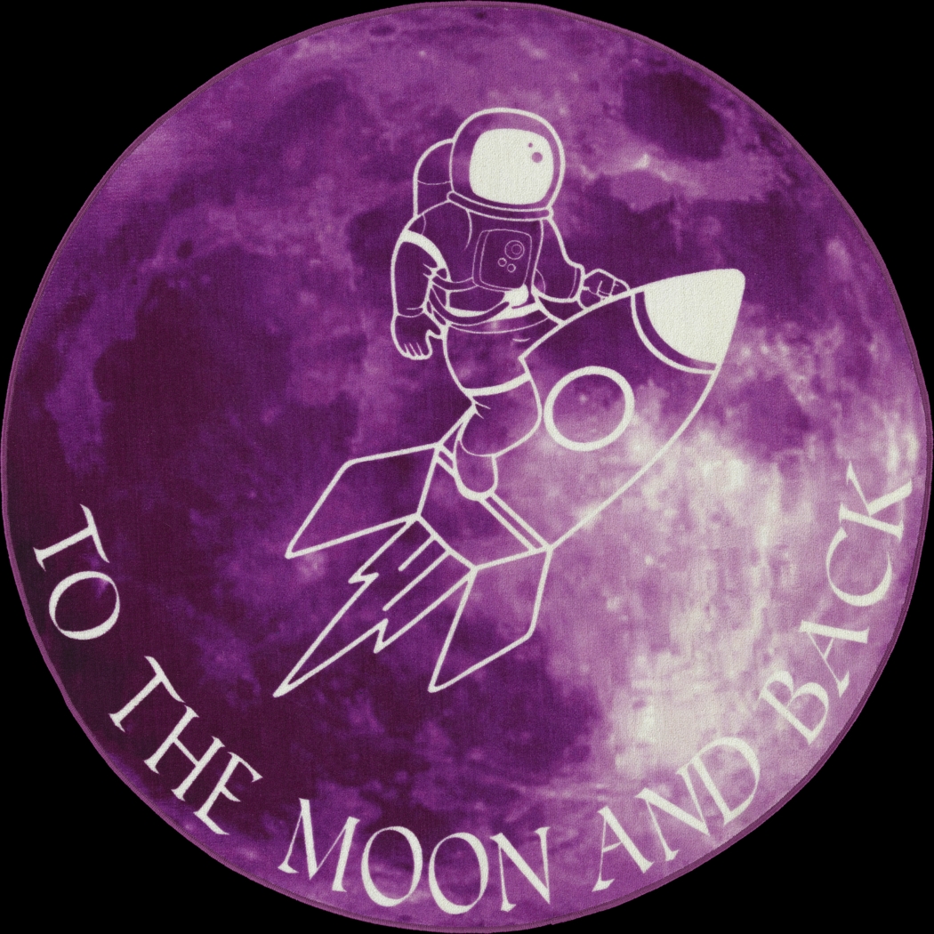 Kids Moonstruck Explorer Pink 5' Round Rug - Thumbnail - Image 1