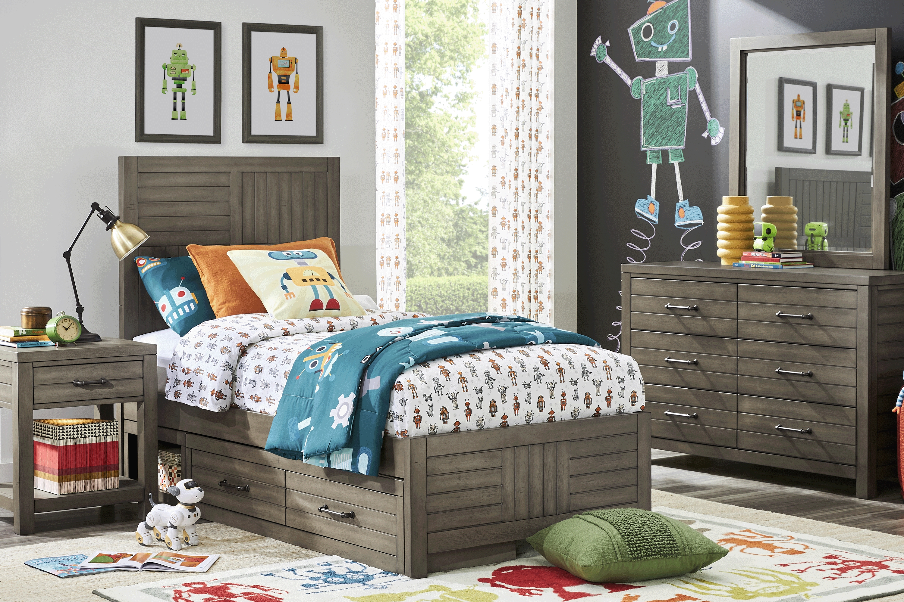 Kids Morgan Mills Mineral Twin Panel Bed with Reversible Underbed Storage - Thumbnail - Image 1