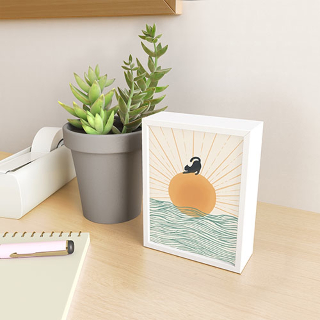 Kids Morning Meow Cream Mini Framed Art - Thumbnail - Image 2